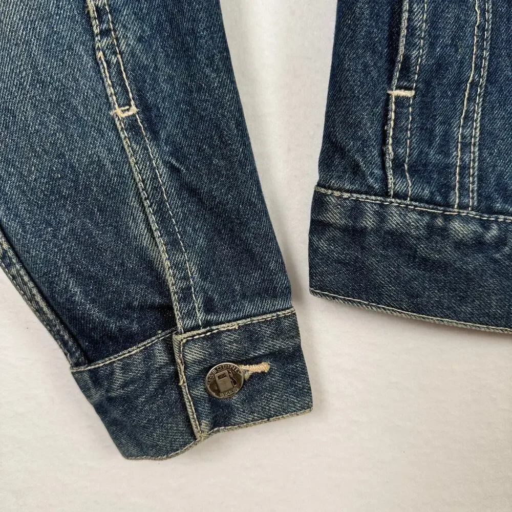 Gasoline Youth Medium Denim Jean Jacket Blue Cotton Button Front Y2K